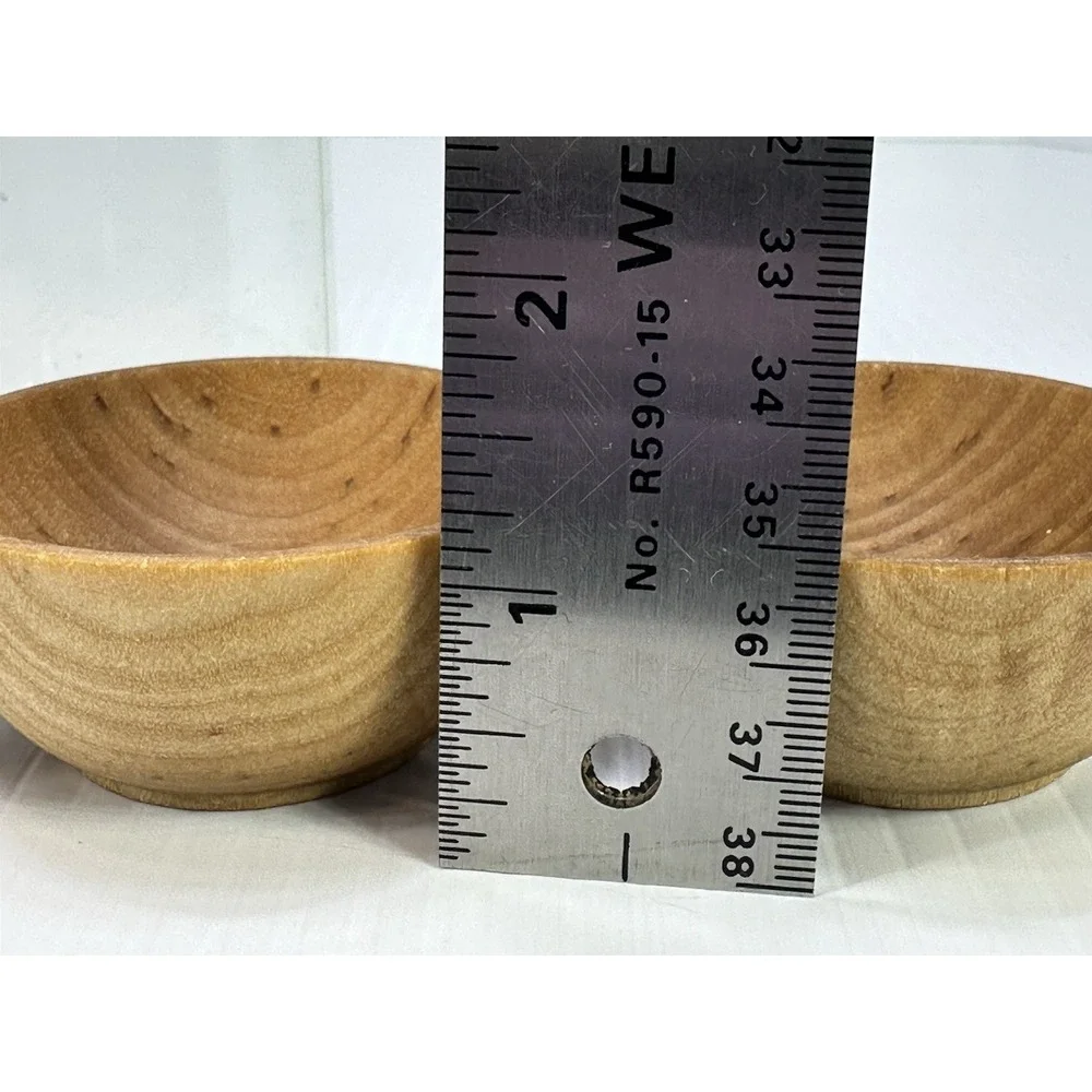 Vintage Tree Spirit Set 4 Small Wooden Condiment Cups Sauce Herds & Spices USA
